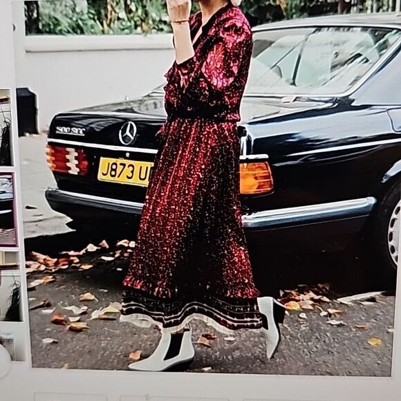 NWOT! & other stories Paris Atelier heart print midi/maxi dress in oxblood 4 - Picture 2 of 13